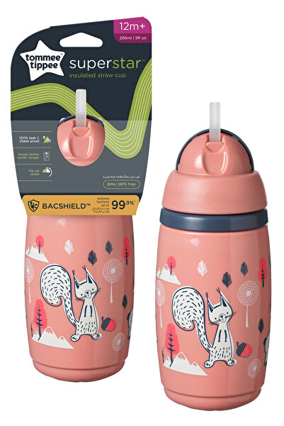 tommee tippee Thermal Insulated Glass with Straw 260 Ml - Pink