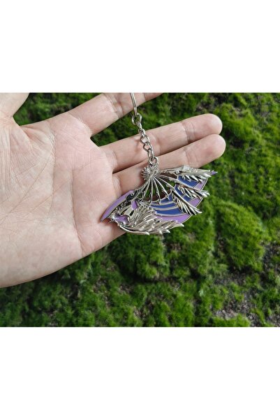 dgnaksesuar Alaz Yelpaze Metal Mini Figür (ANAHTARLIK) Ve Dekor Standı (Mor)