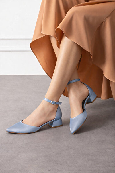 YARENAY Pantofi gri din satin cu toc mic