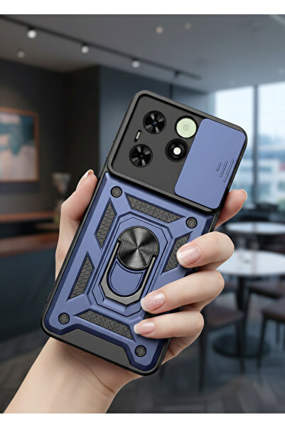 TechTrove Tecno Spark 20C Kılıf Magnetik Standlı Sürgülü Kamera Korumalı Tank...