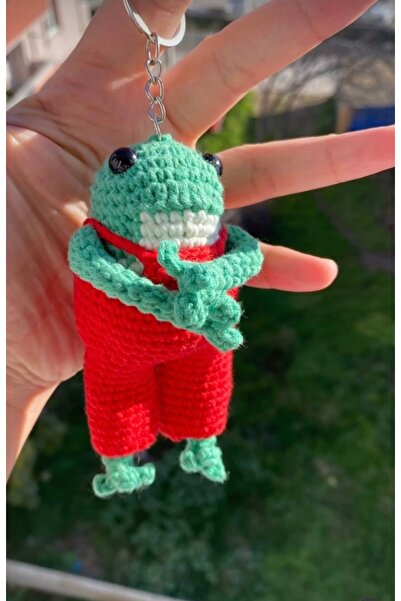 NEVAMATÖLYE Sevimli Kurbağa Askılı Çanta Charmı | Örgü Amigurumi Aksesuar | H...