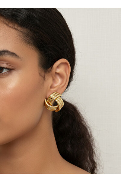 Mela Steel Gold Earrings