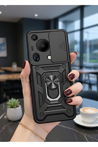 Hatreds İnfinix Hot 20i Kılıf Magnetik Standlı Sürgülü Kamera Korumalı TPU Ta...