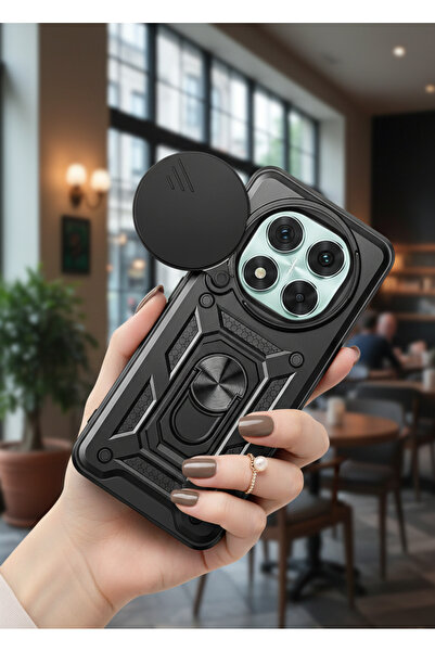 Hatreds Xiaomi Poco X7 Kılıf Magnetik Standlı Sürgülü Kamera Korumalı TPU Tan...