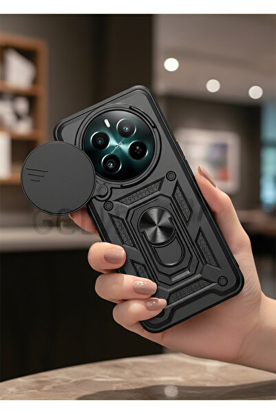 TechTrove Realme 12 Plus Kılıf Magnetik Standlı Sürgülü Kamera Korumalı Tank ...