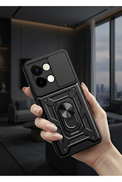 TechTrove Vivo Y28 Kılıf Yüzüklü Stand Olabilen Kamera Korumalı Magnetic Tpu ...