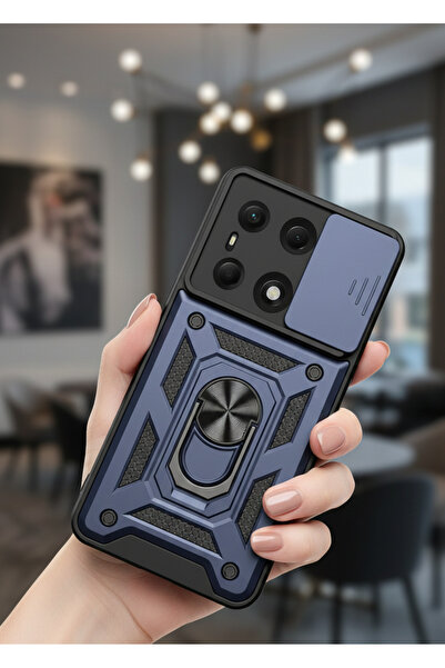 Hatreds Xiaomi Redmi Note 13 Pro 4G Kılıf Magnetik Standlı Sürgülü Kamera Kor...