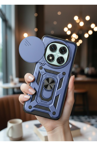 Hatreds Xiaomi Poco X7 Kılıf Magnetik Standlı Sürgülü Kamera Korumalı TPU Tan...