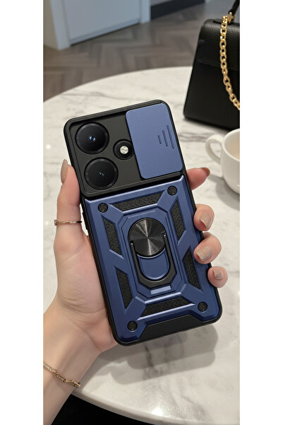 Hatreds İnfinix Hot 30i Kılıf Magnetik Standlı Sürgülü Kamera Korumalı TPU Ta...