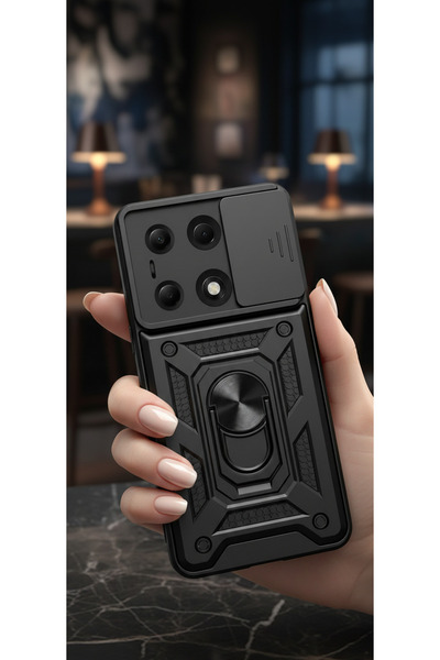 TechTrove حافظة لهاتف Xiaomi Poco M6 Pro 4G مع غطاء خزان حماية للكاميرا المنز...