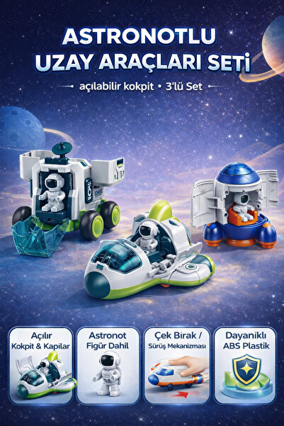 YILDIRIM OYUNCAK Sürtmeli Astronotlu Uzay Arabası Uzay Mekiği Ve Astronotlu U...
