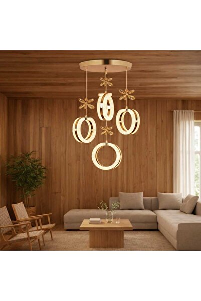 Marsel Lighting ALYA Model 4’lü Gold 3 Renk Modu Ledli Kristal Taşlı