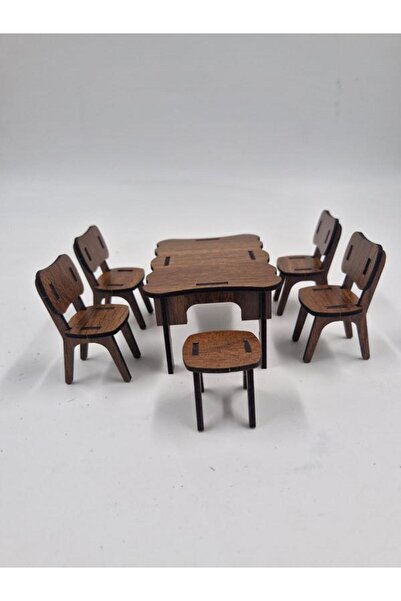 Genel Markalar Ahşap Dekoratif Oyuncak Masa Sandalye Takımı 6&Apos;Lı Set