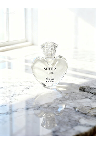 SUFRA HOME Şakayık Kolonya 50 ml Gliserinli Cam Kalp Şişe 80° Ferahlatıcı Çan...
