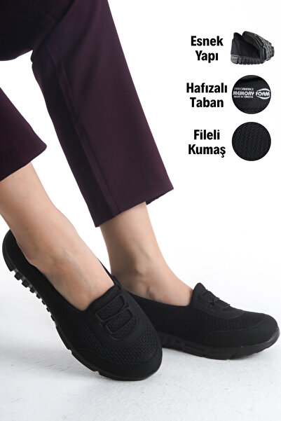 ZOLESSA حذاء نسائي أسود لتقويم العظام مريح برباط علوي حذاء راقصة الباليه للأم...