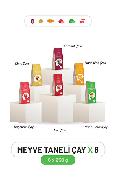 Kayla Gurme Meyve Taneli Çay 6 x 250 g (Karadut, Elma, Nane Limon, Mandalina,...
