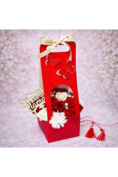 velve Aranjament floral Butterfly,trandafiri,garoafe din sapun,topper " Cea m...