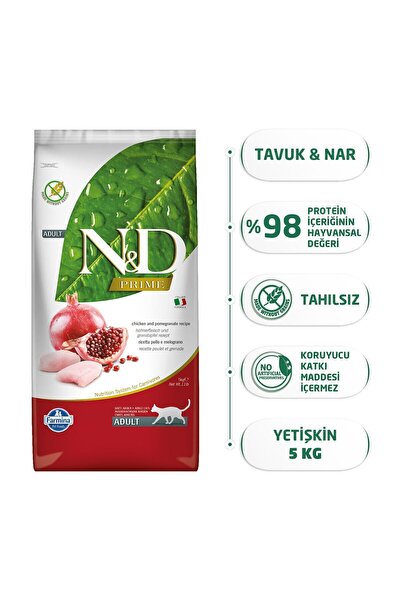 N&D Tahılsız Tavuk & Nar Yetişkin Kedi Maması 5 Kg