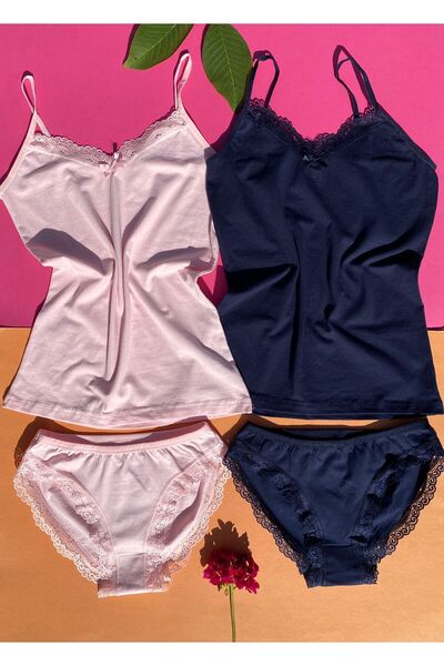 VicTroy Čipka komada set od Likra potkošulja i gaćica sa Pamuk ružičastim i t...