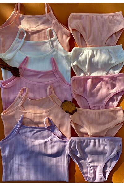 VicTroy Гъвкава памучна долна тениска и бикини от 5 части за момичета, 34v20