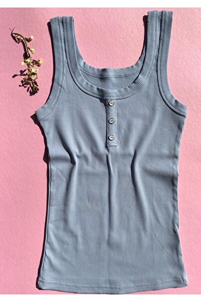 VicTroy Square Collar, Summer, Button Detailed Camisole Thick Strap Lillesol ...