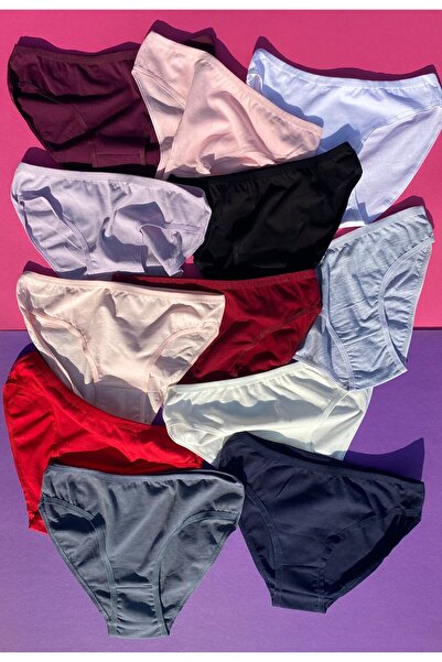 VicTroy 12 броя памучни цветни дамски бикини с ликра