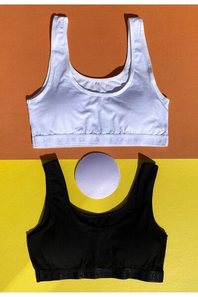 VicTroy Bustieră cu bretele groase din 2 bucăți, alb-negru, cu pernuță detașa...