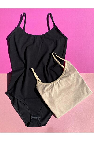 VicTroy Μαύρο και μαύρισμα 2 τεμάχια λουράκι από λύκρα μπλούζα εσώρουχο
