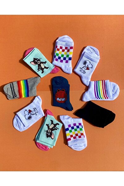 VicTroy Унисекс комплект от 10 памучни меки колежански чорапи с анимационни г...