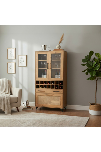 WEXO REGİNA SR-02 HAZERAN KAPAKLI ŞARAPLIK - BAR DOLABI - ATLANTİK ÇAM