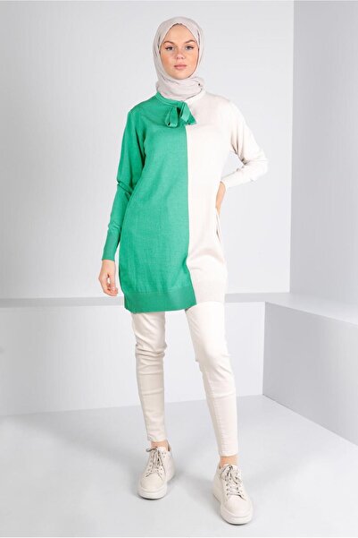 Alvina تونيك تريكو بلونين مع تفاصيل ربطة عنق 43167