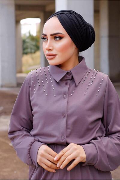 TRENDTESETTÜR KADIN PEMBE (GÜLKURUSU) İNCİLİ ETEKLİ TAKIM 4772