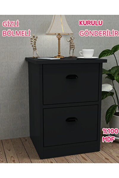 KONAK EV EŞYALARI Gloin Gizli Bölmeli Komodin,MDF,Kurulu Gönderilir,Montaj Ge...