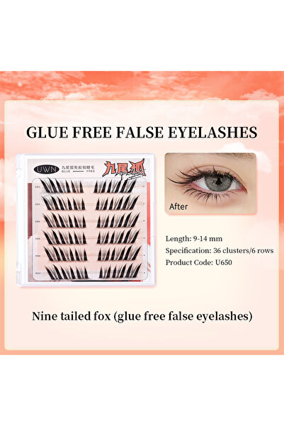 Choice رموش صناعية U650 UWN خالية من الغراء، بتصميم مائل على شكل ثعلب طائر، م...