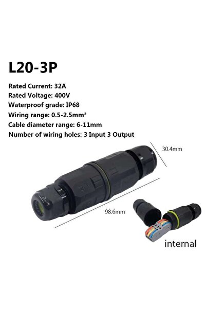 Choice موصل سلك مقاوم للماء بمعيار IP68، L20-3P (6-11 مم)، موصلات إضاءة LED خ...
