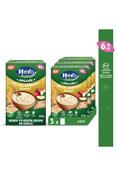 Hero Baby Organik Buğdaylı Yulaflı Elmalı 200g x3