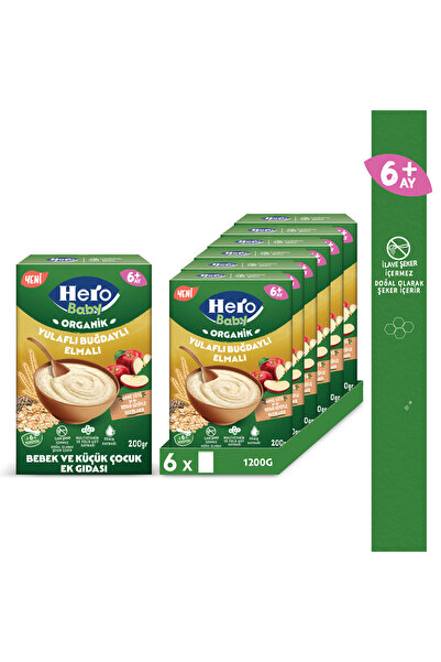 Hero Baby Organik Buğdaylı Yulaflı Elmalı 200g x6