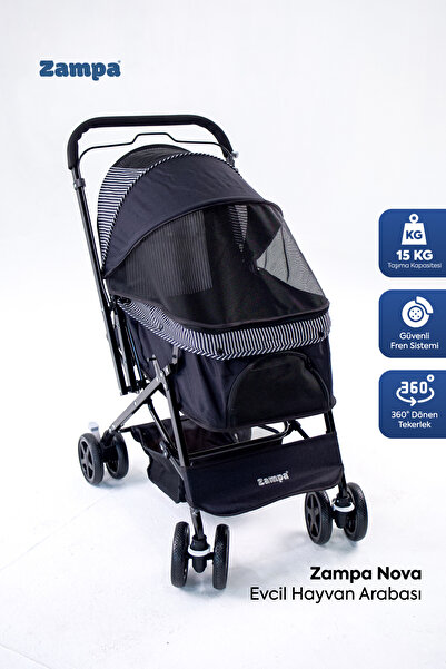 Zampa Nova Kedi ve Köpek Arabası Siyah 52x76.5x95 Cm