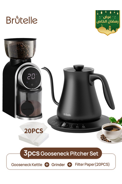 Brutelle Pour Over Coffee Maker Set Electric Gooseneck Kettle V02 Filters Bur...