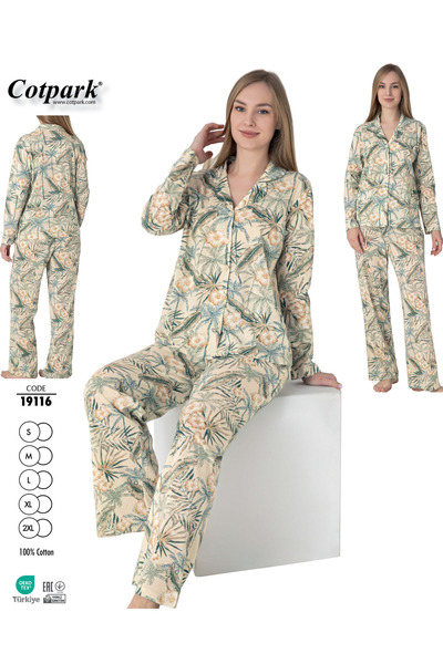 Cotpark Set de pijamale cu nasturi pentru femei bumbac 100% piese 19116