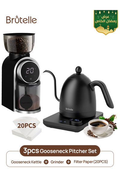 Brutelle Pour Over Coffee Maker Set Electric Gooseneck Kettle V02 Filters Bur...