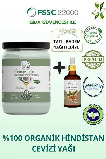 Las Frutas Organik Hindistan Cevizi Yağı 500 ml – Yeni Hasat, Soğuk Sıkım