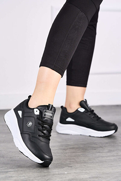 İmerShoes Жіночі чорно-білі кросівки на шнурівці з овальним носком і товстою ...