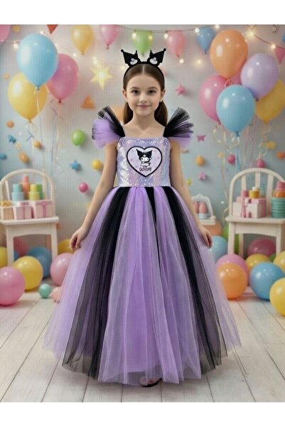 Genel Markalar KIZ ÇOCUK PULLU KUROMİ KOSTÜMÜ KIZ ÇOCUK ABİYE ELBİSE TAÇ LI H...