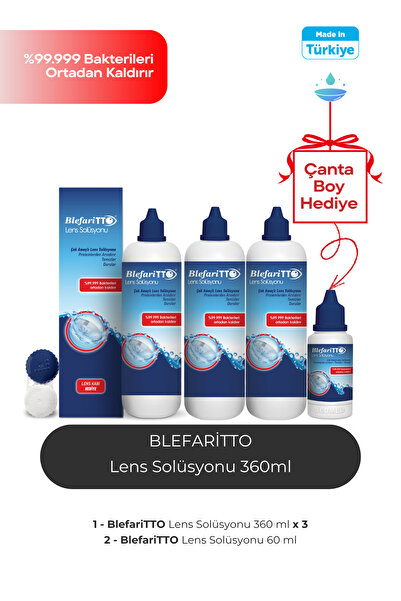 TTO Bleffaritto Lens solüsyonu 360 ml 3'lü set+ 60 ml çantaboy lens solüsyonu...