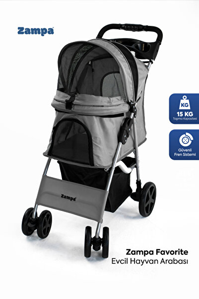 Zampa Favorite Kedi ve Köpek Arabası Gri 46x78x99 Cm