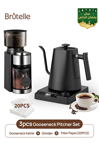 Brutelle Pour Over Coffee Maker Set Electric Gooseneck Kettle V02 Filters Bur...