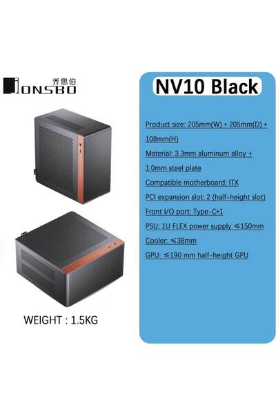 Choice NV10 Black JBO NV10 N10 ITX Mini Desktop Case (3.3mm Aluminum Alloy Sh...