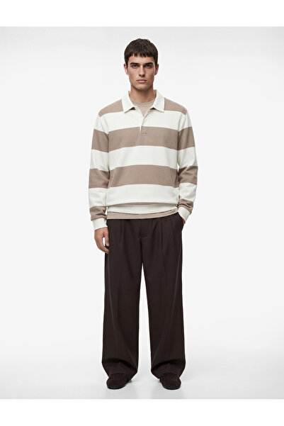 Koton Hanorac cu mânecă lungă, croială normală, cu nasturi, guler polo și dungi