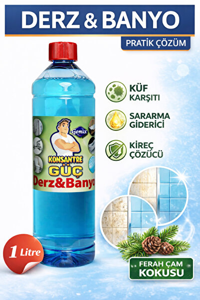 KONSANTRE GÜÇ Derz&Banyo Duşakabin Fayans Arası Temizleyici 1 Litre –Küf,Sara...